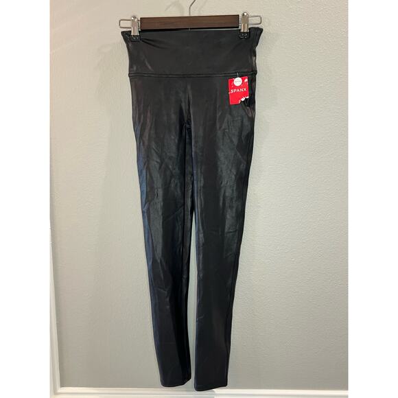 SPANX Pants - Spanx NWT Faux Leather Womens Black Leggings Size S/P